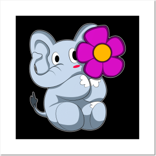 Elephant with Flower Posters and Art